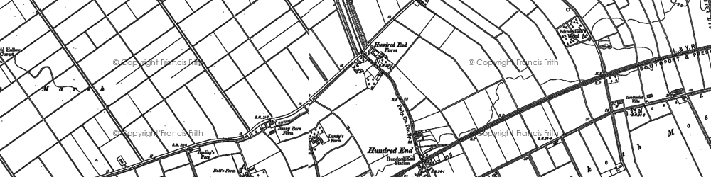 Old map of Hundred End in 1891
