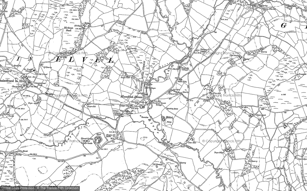 Old Map of Historic Map covering Llansantffraed-in-Elwel in 1887