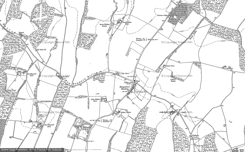 Old Map of Historic Map covering Bottom Copse in 1898