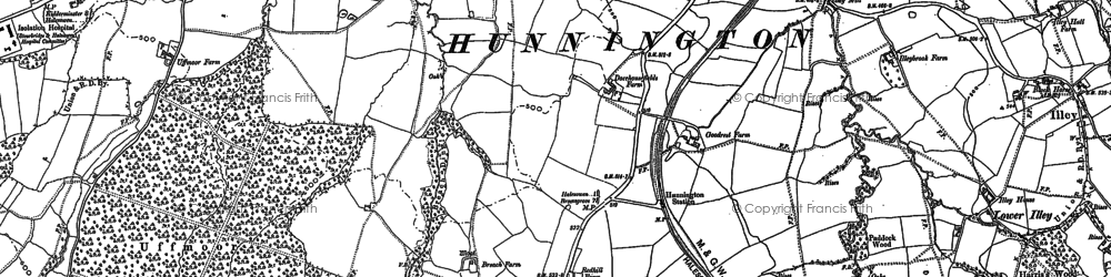 Old map of Hunnington in 1882
