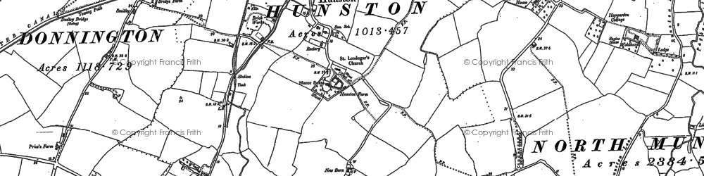 Old map of Hunston in 1873