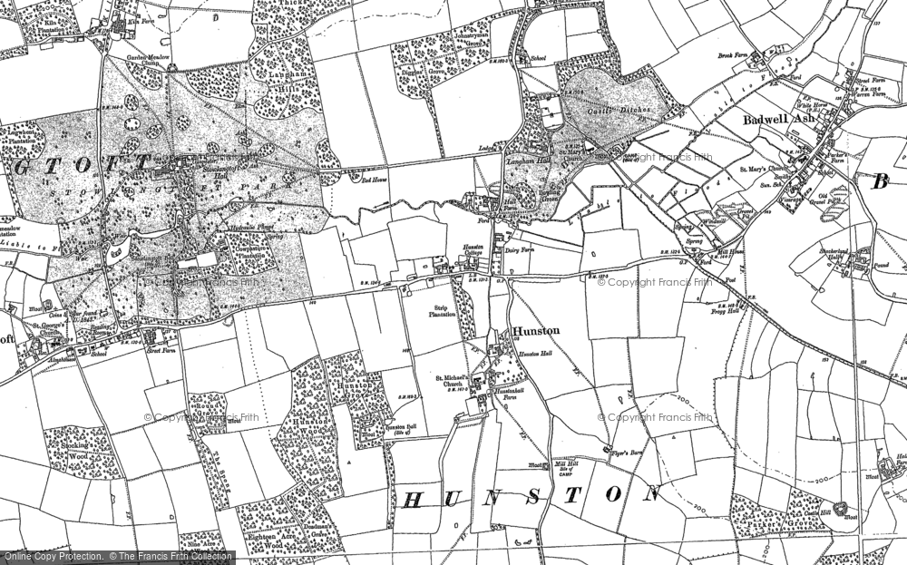 Old Map of Hunston, 1883 - 1884 in 1883