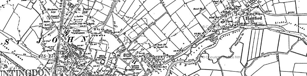 Old map of Huntingdon in 1887