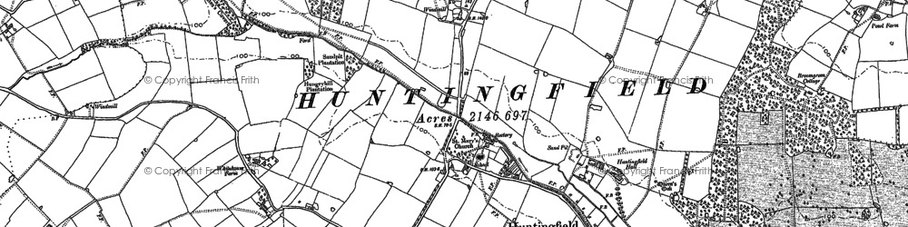 Old map of Huntingfield in 1883