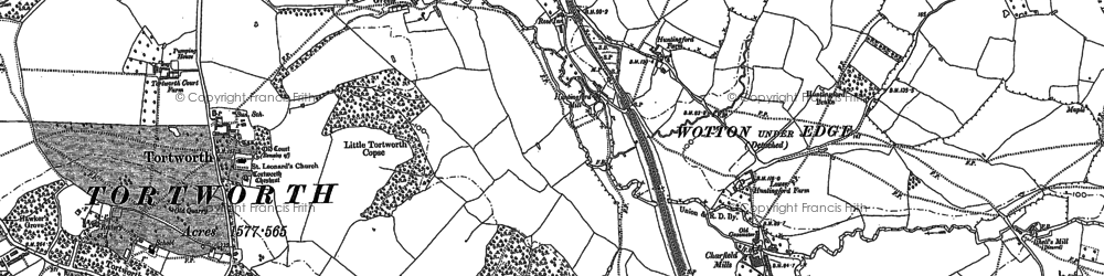 Old map of Avening Green in 1881