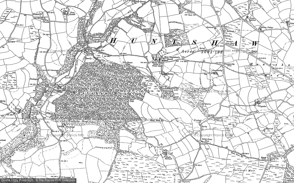 Old Map of Huntshaw, 1886 in 1886