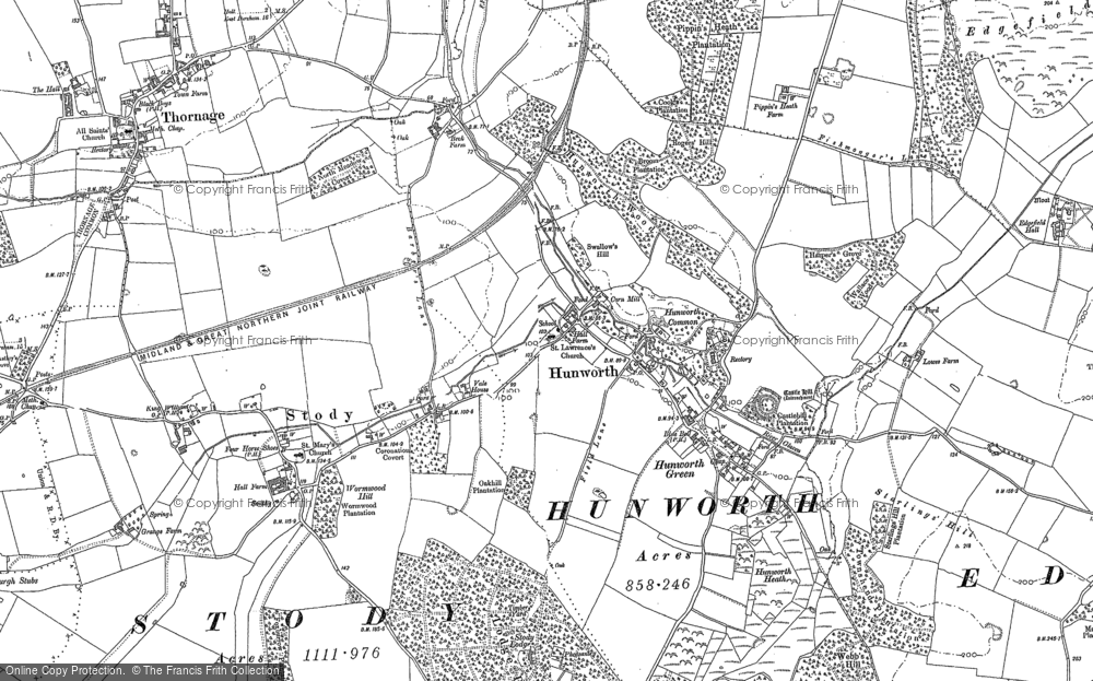 Old Map of Hunworth, 1885 in 1885