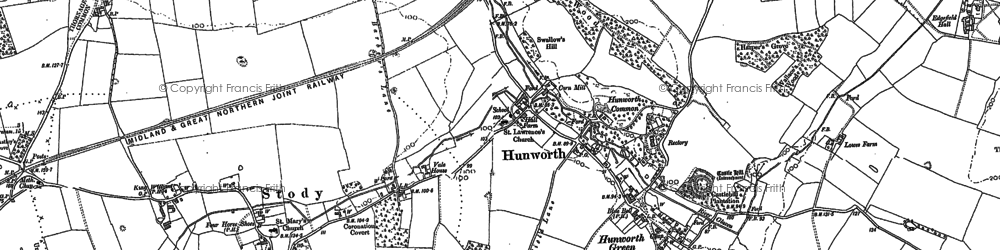 Old map of Hunworth in 1885