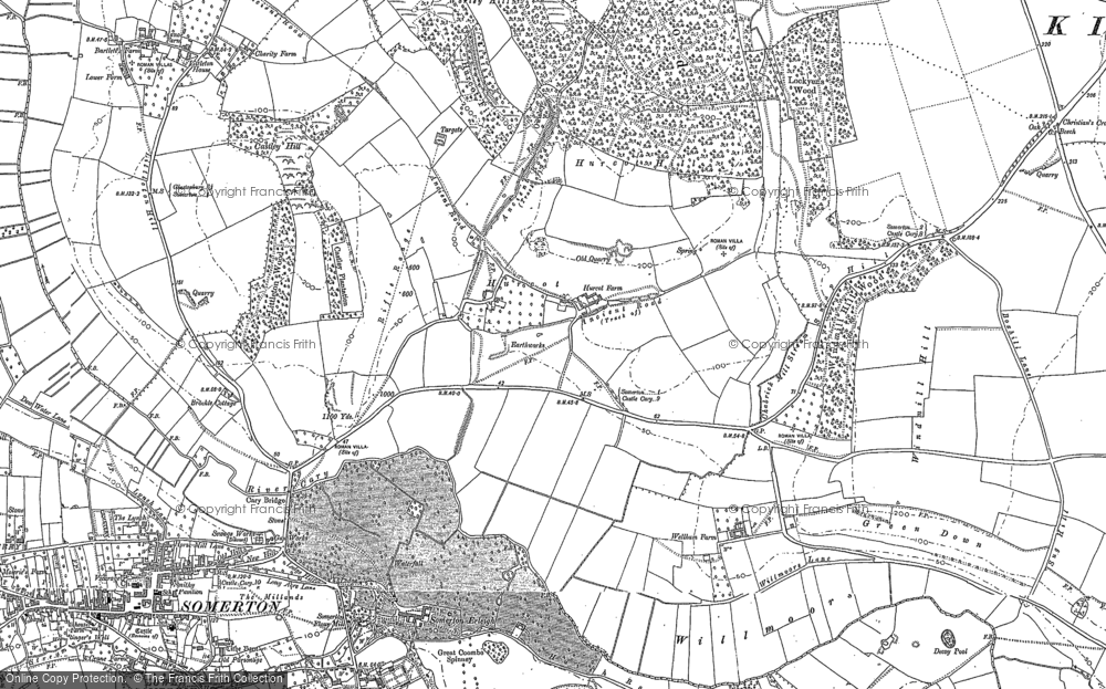 Old Map of Historic Map covering Windmill Hill in 1885
