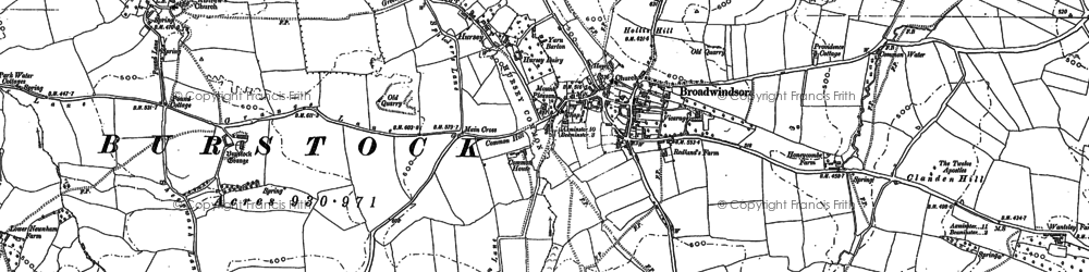 Old map of Hursey in 1886