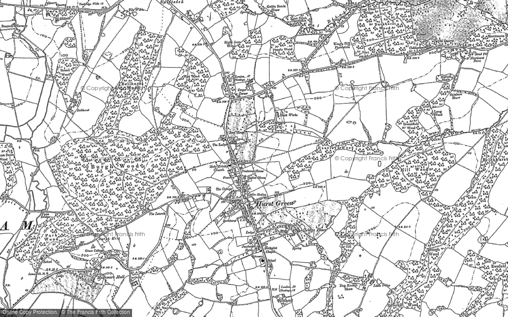 Old Map of Historic Map covering Silver Hill in 1908