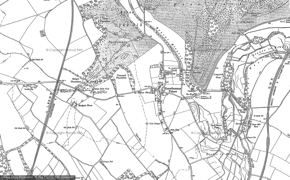 Old Map of Historic Map covering Hurstbourne Park in 1894