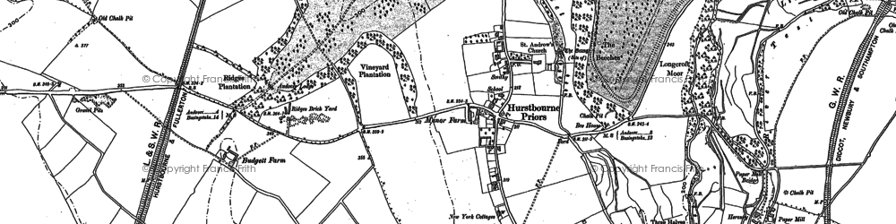 Old map of Hurstbourne Priors in 1894