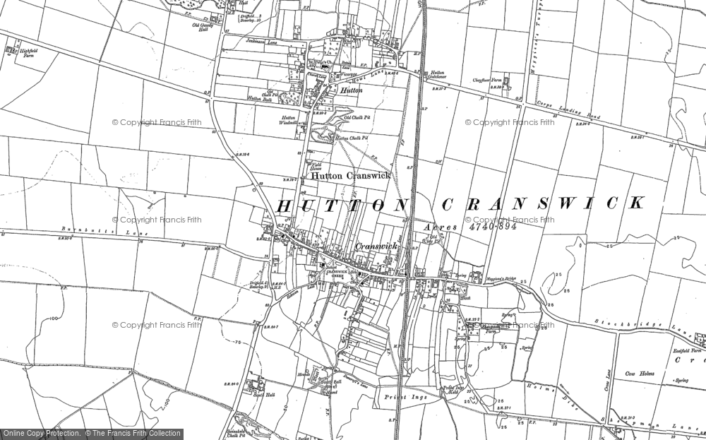 Old Map of Hutton Cranswick, 1890 in 1890