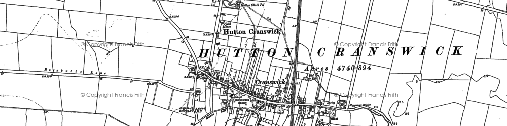 Old map of Hutton Cranswick in 1890