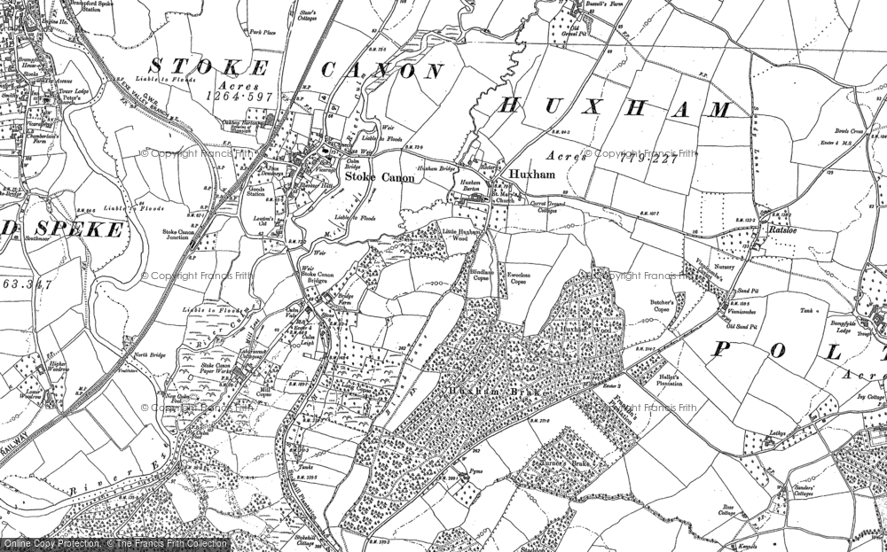 Old Map of Huxham, 1886 - 1888 in 1886
