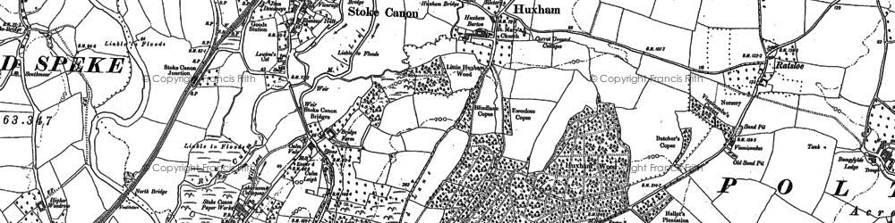 Old map of Huxham in 1886