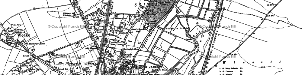 Old map of Abbotts Barton Ho in 1895