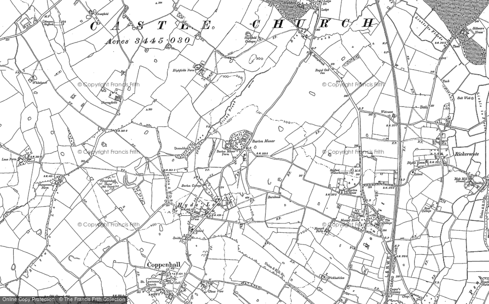 Old Map of Historic Map covering Risingbrook in 1880