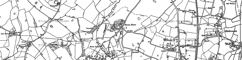 Old map of Hyde Lea in 1880