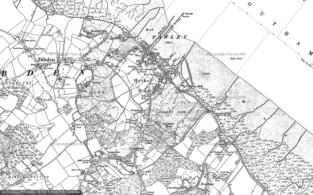 Old Map of Historic Map covering Langdown in 1887