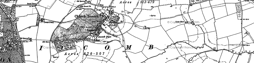 Old map of Icomb in 1900