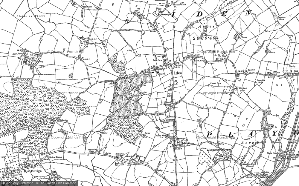 Old Map of Historic Map covering Boonshill in 1908