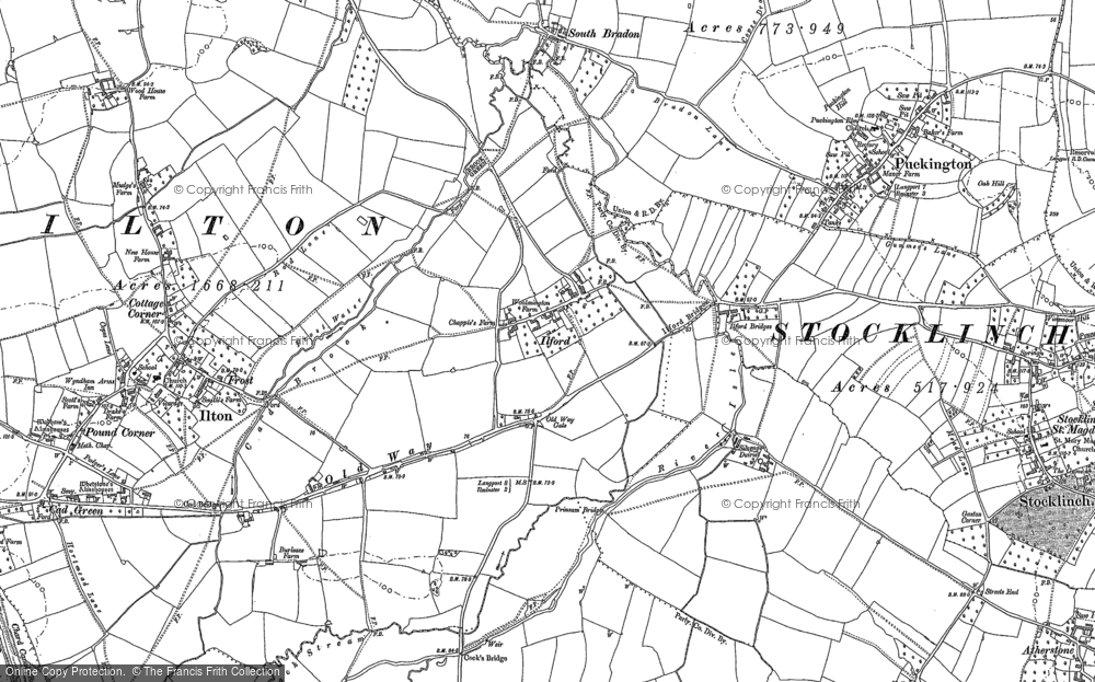Old Map of Historic Map covering Brook Green in 1886