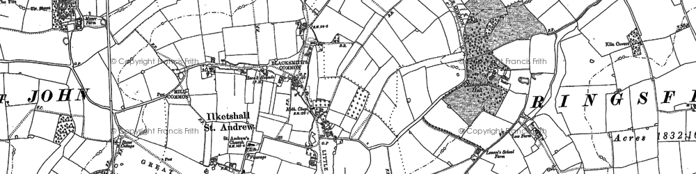 Old map of Ilketshall St Andrew in 1883
