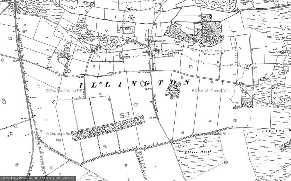 Old Map of Historic Map covering Bragmere Pits in 1882