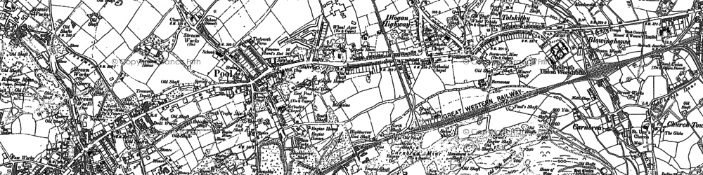 Old map of Illogan Highway in 1878