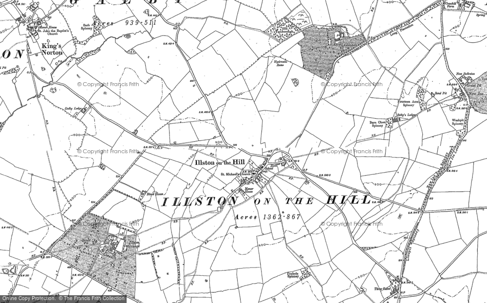 Old Map of Illston on the Hill, 1885 in 1885