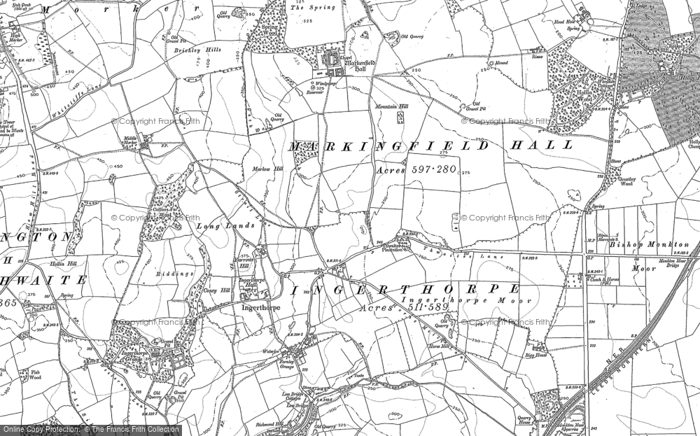 Old Map of Historic Map covering Yorbus Grange in 1890