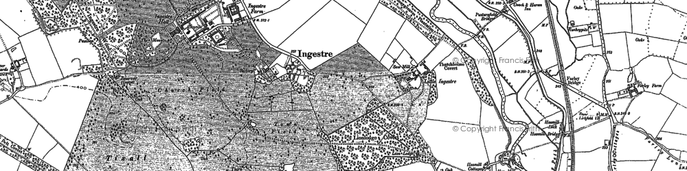 Old map of Ingestre in 1880