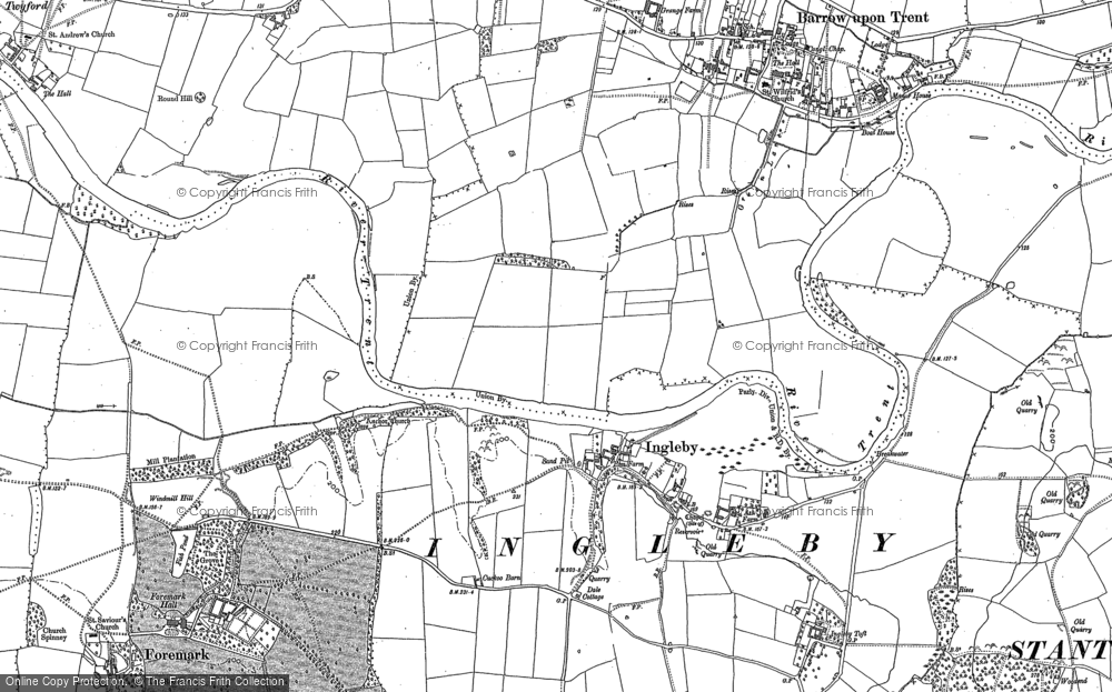 Old Map of Historic Map covering Ingleby Toft in 1881
