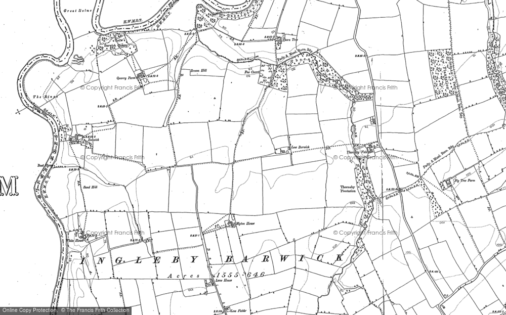 Old Map of Ingleby Barwick, 1913 in 1913