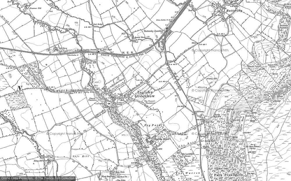 Old Map of Historic Map covering Battersby Plantn in 1892