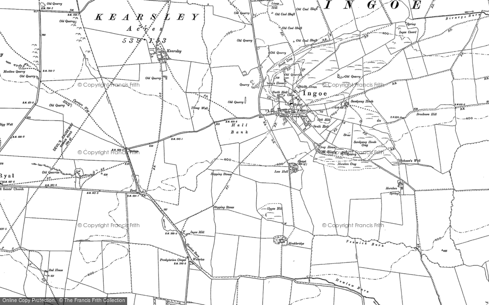 Old Map of Ingoe, 1895 in 1895