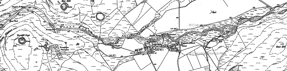 Old map of Brough Law in 1896