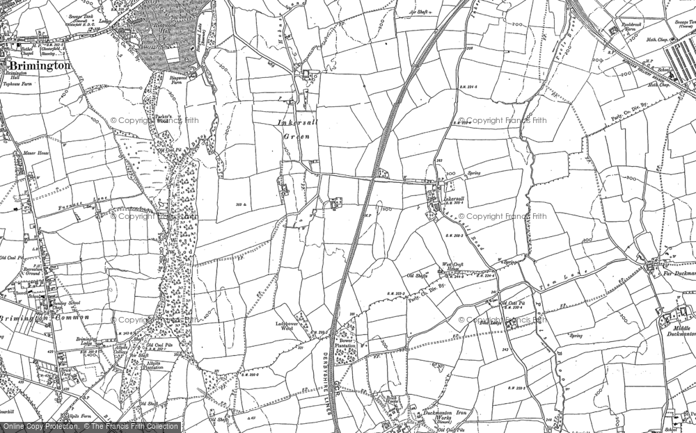 Old Map of Historic Map covering Inkersall Green in 1876