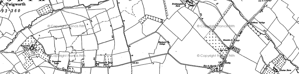 Old map of Innsworth in 1883