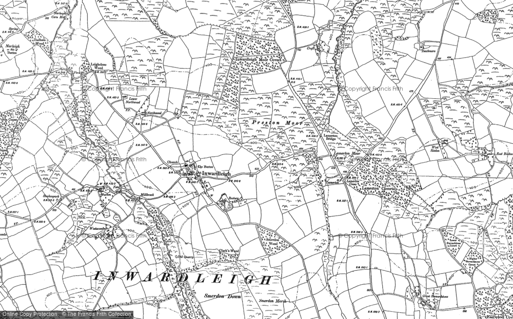 Old Map of Historic Map covering Westacombe in 1884