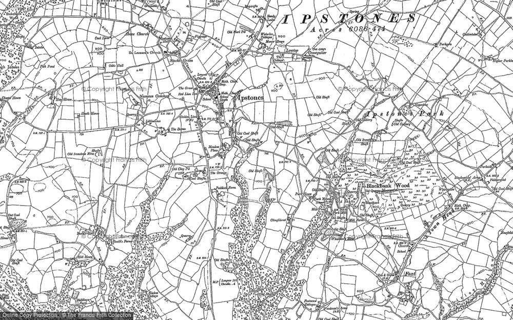 Old Map of Historic Map covering Whitehough in 1879