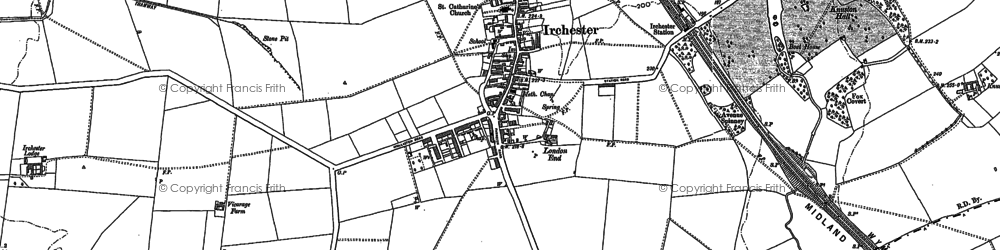Old map of Irchester in 1885