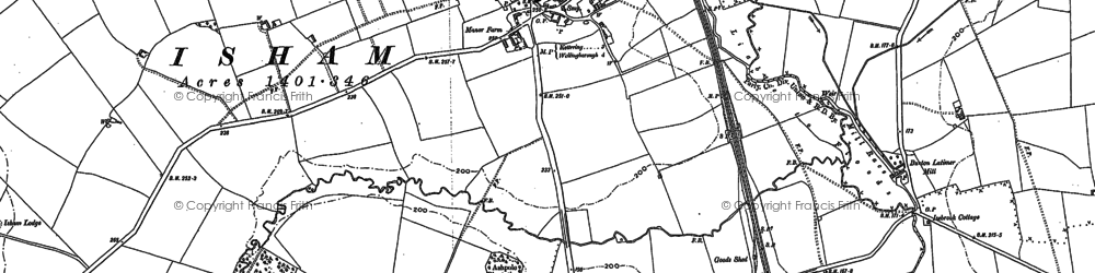 Old map of Isham in 1884