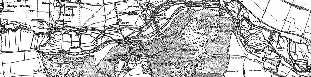 Old map of Itchen Abbas in 1895