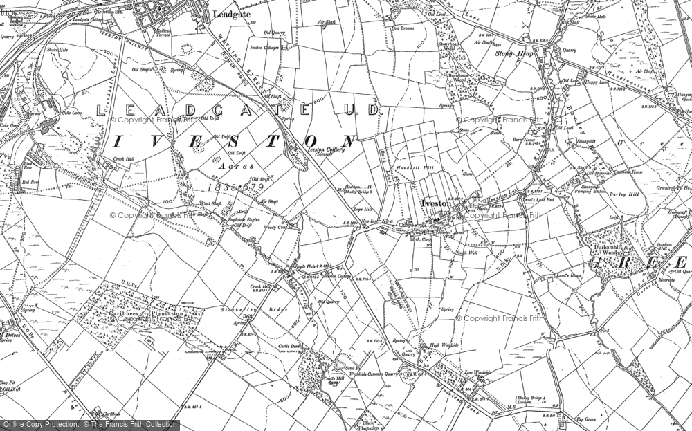 Old Map of Iveston, 1895 - 1916 in 1895