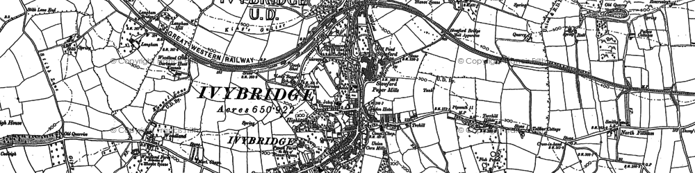 Old map of Ivybridge in 1886