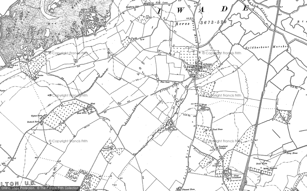Old Map of Historic Map covering Bedlams Bottom in 1896