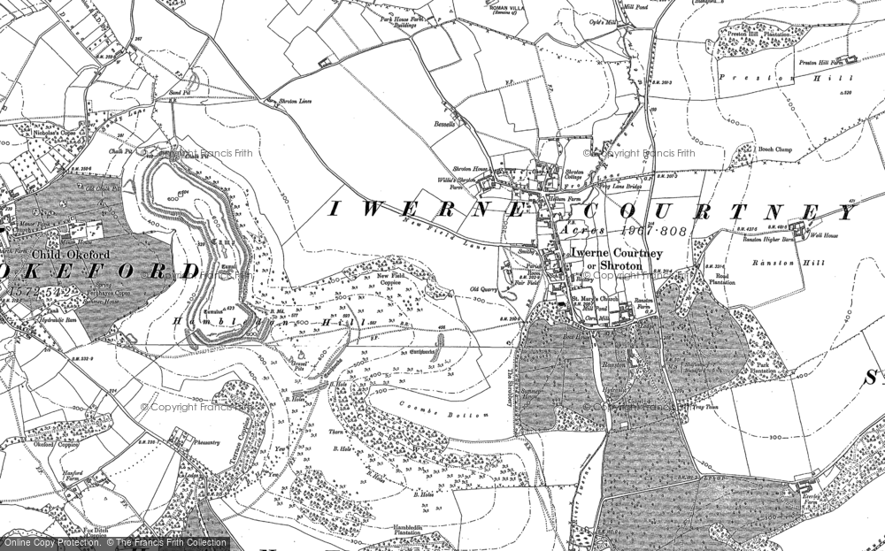 Old Map of Historic Map covering Shroton in 1886